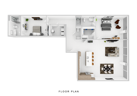 Floor plan for 2 beds, 2.5 baths, 1828 sqft
